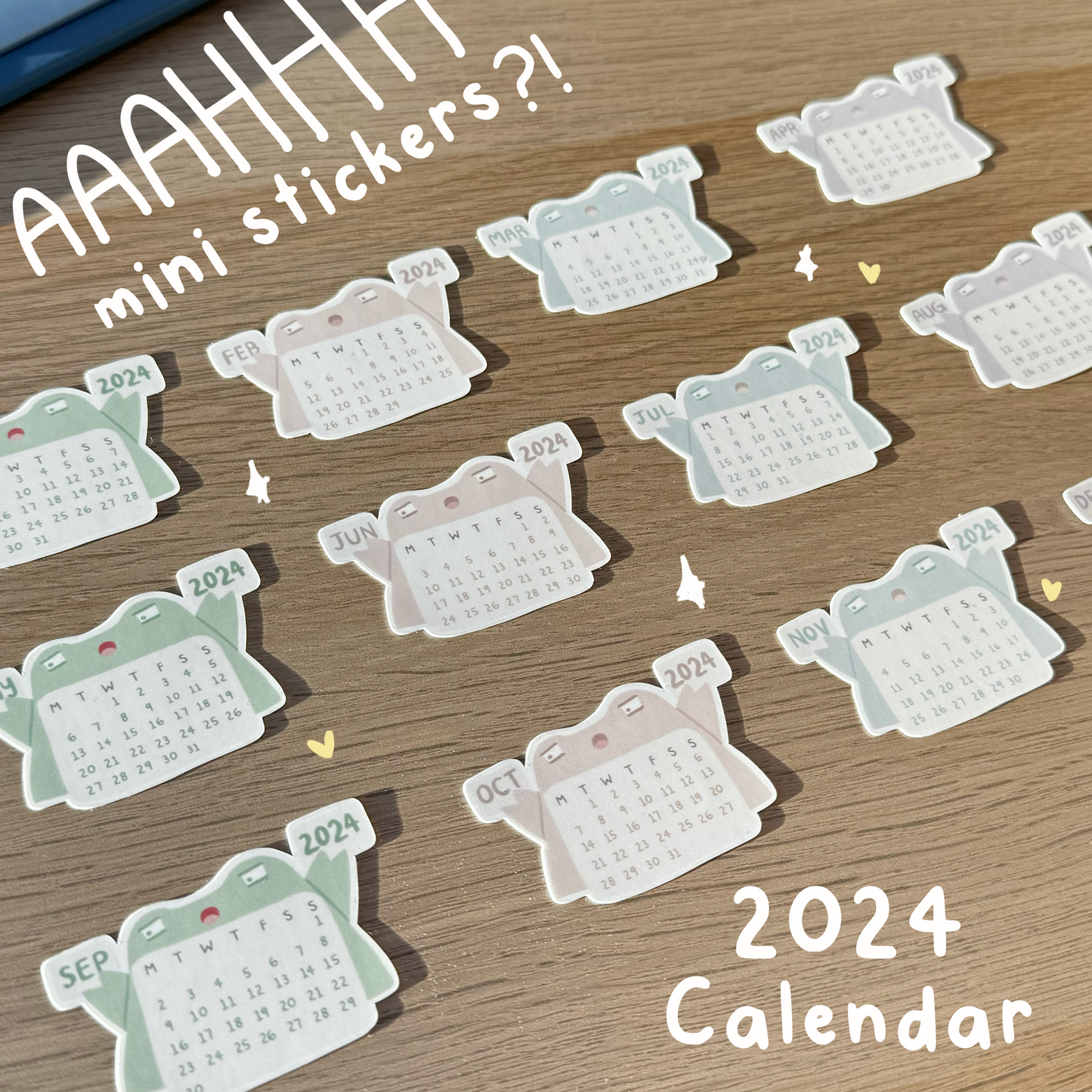 Mini Calendar Stickers (Frog edition) - 2024 & 2025 available